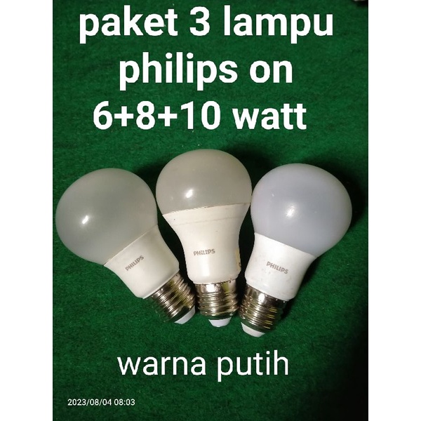 paket 3 lampu led philips, 6+8+10 watt (mesin ori)