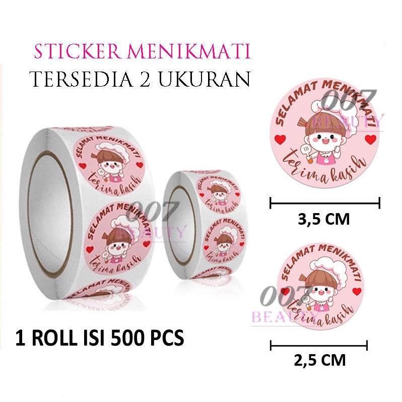 

OAI (1 ROLL ISI 500 PCS) ROLL STIKER 3.5 CM/2,5 CM SELAMAT MENIKMATI - STICKER MAKANAN KUE THANK YOU
