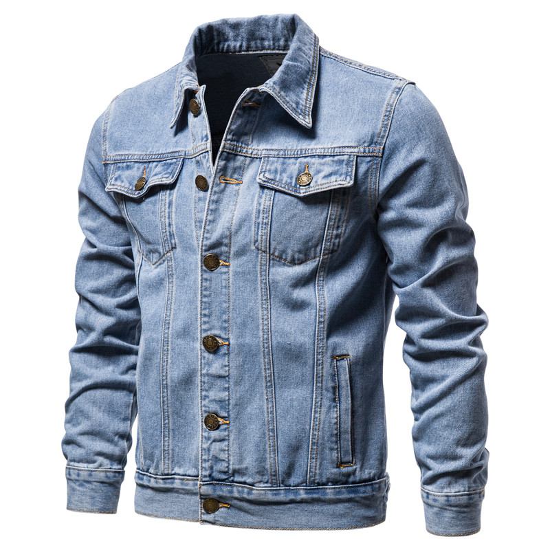 ❤Denim Jacket Men Fashion Motorcycle Jeans Jackets Mens Causal Oversized Cotton Casual Black Blue De