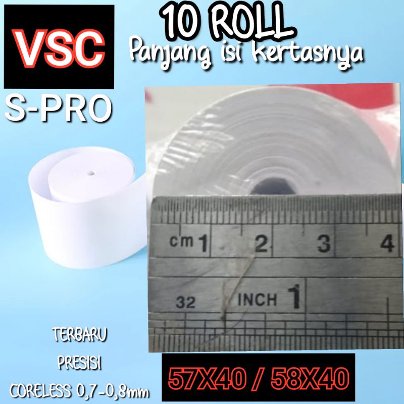 

I9P 10 ROLL VSC STRUK KASIR 57X40 58X40 PPOB THERMAL POS RECEIPT MOBILE PRINTER 58MM HRH