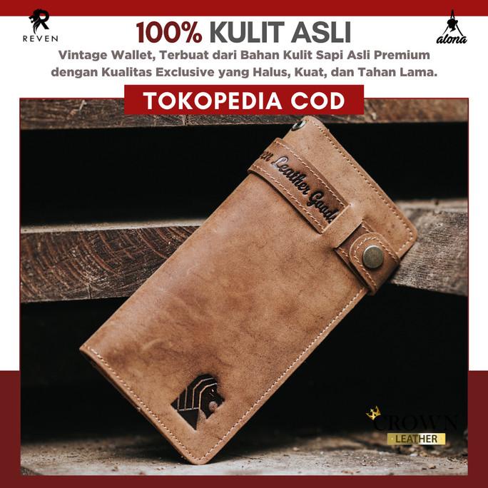 Dompet Panjang Pria Bahan Kulit Sapi Asli Crazy Horse Vintage Wallet