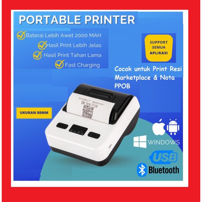 Printer Thermal Bluetooth 80Mm Bt80 Printer Struck 80Mm