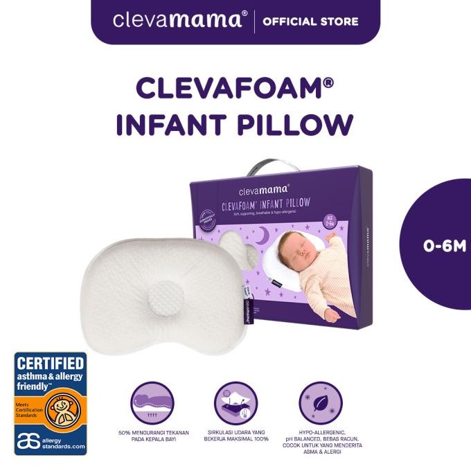 Clevamama Baby Clevafoam Infant Pillow - Bantal Anti Peyang Bayi 0-6