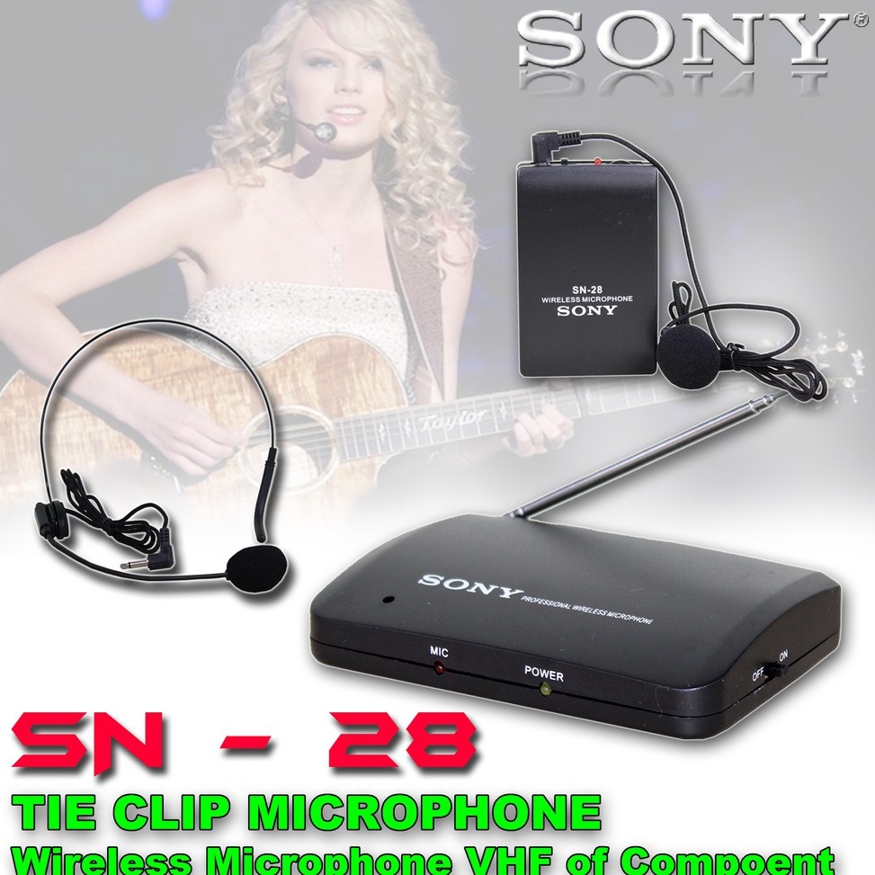 TERBAIK. Mic Wireless SN 28 Headset & Clip On (Mic Bandol) Microphone SONY SN-28 / Mic SN28 Clipon /