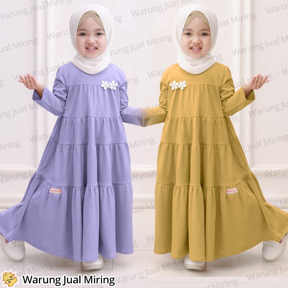 CodeO4a4Z Gamis Anak Princess Warna Pelengkap Model Rempel Susun Bahan Jersey Polos Hitam Biru Dusty