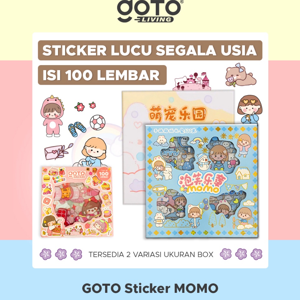 

PQFW0414 TERBARU Goto Momo Stiker Lucu Sticker Kartun Korea Motif Anti Air 100 Lembar
