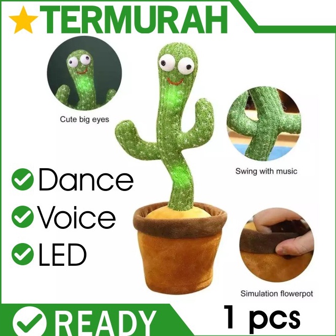 Sale Terbatas.. Cactus Dancing Doll Talking Toy Mainan Kaktus Goyang Joget Menari toys peniru suara 