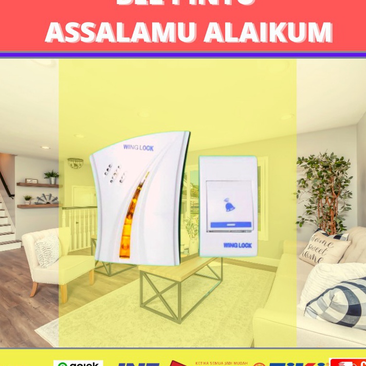 ➷➷✻✫ Bel Rumah Pintu Assalamualaikum Wireless 1 Buah Pcs Remot remote Bisa taruh Mobil Murah Banget
