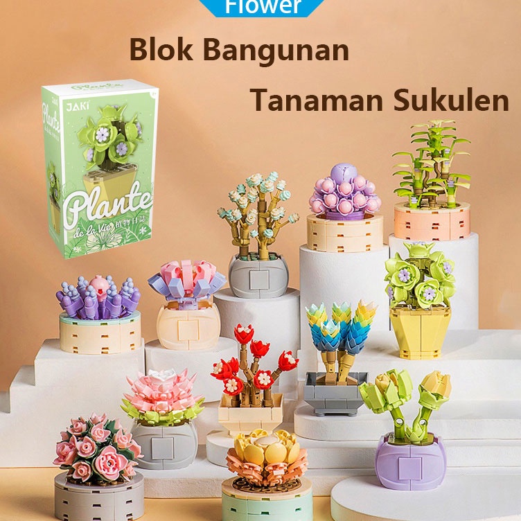 ➳Etv LOZ Mainan Balok Buket Bunga Blok Susun Bangunan Flower Bouquet DIY Untuk Dekorasi Meja Hadiah 