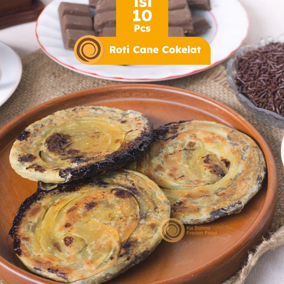 

➜♪✲❊ [ISI 10] Roti Cane Coklat isi 10 Pcs / Roti Canai / Roti Maryam / Roti Konde Coklat Bayar Di Tempat