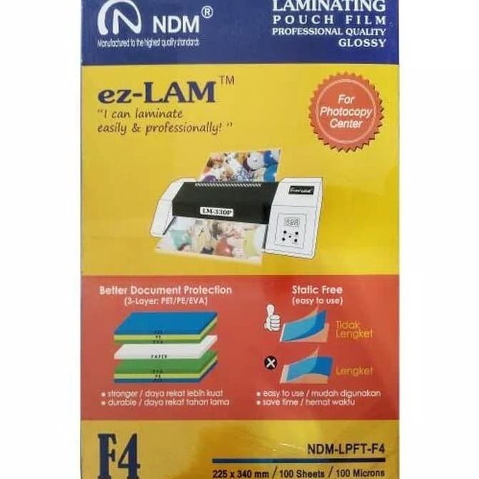 

Terlaris Plastik Laminating / Laminating Pouch Film Folio ( F4 ) Ndm ( Pak )