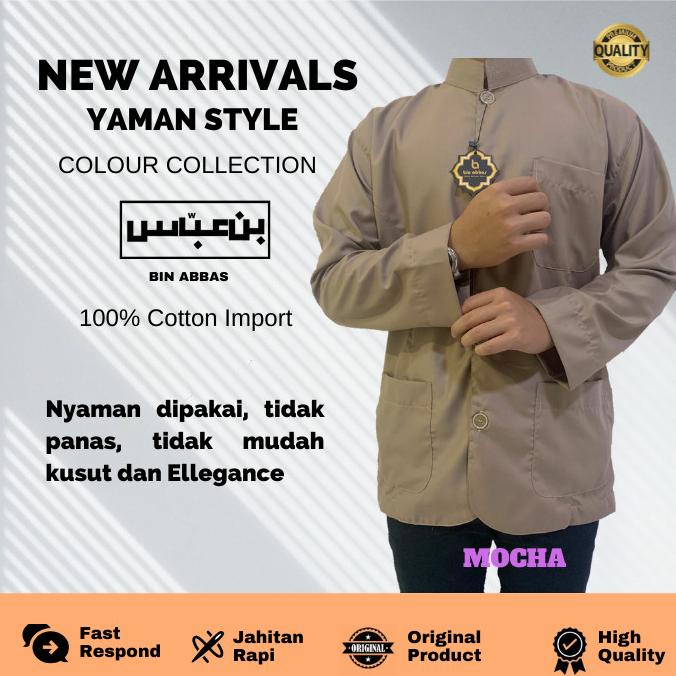 Baju/Kemeja Koko Yamani Habaib/Hadramaut Bin Abbas Jumbo Coklat Mocha