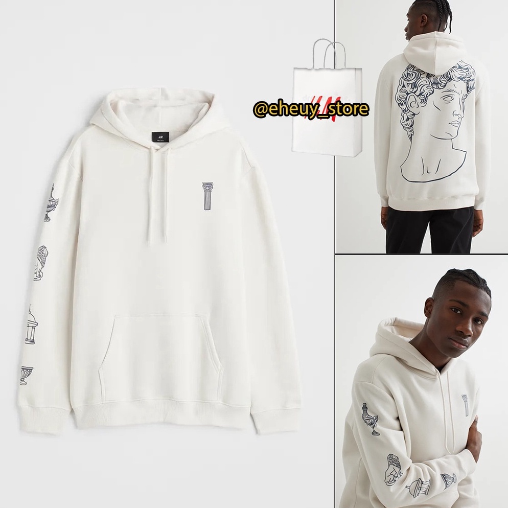 idC7o2N Hoodie H&M Statue Yunani ORIGINAL Broken White Soft cream FREE PAPERBAG Dan Tali Besi Sweate