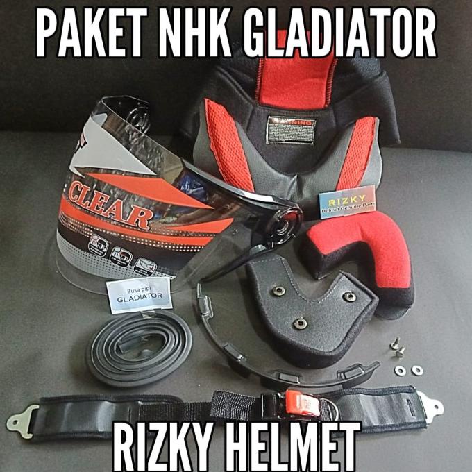 Kaca Helm + Busa Helm NHK GLADIATOR, Tali Helm + Lis Karet