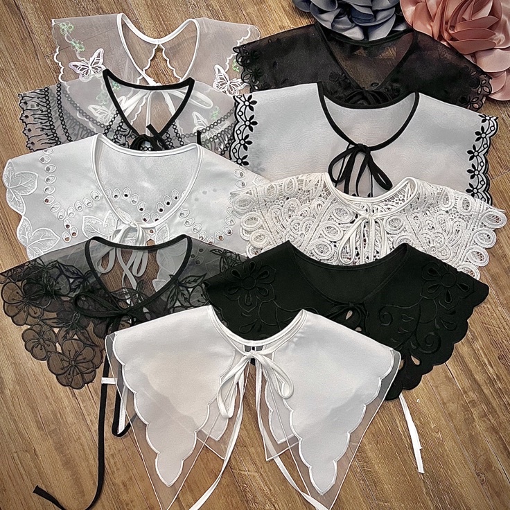 Terlaris Kerah Bordir, Kerah Palsu, Fake Collar, Kerah Instan Korea