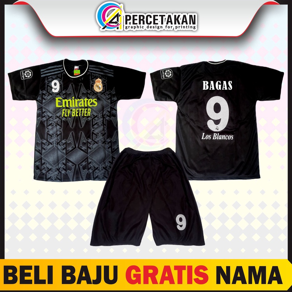 ←WIc Jersey Bola Real Madrid Setelan Gratis Sablon Nama, Baju Futsal, Kaos Bola, Pakaian Olahraga An