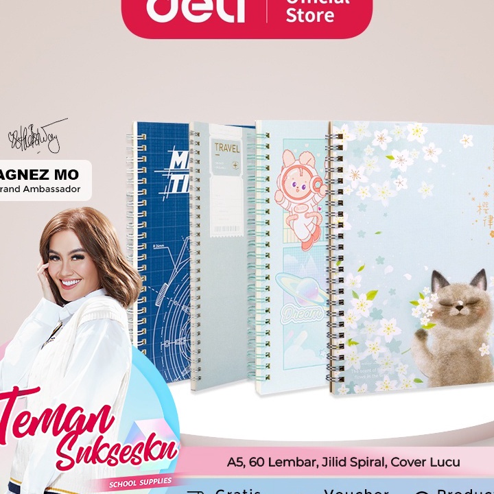 

♘ VIII 9959 Deli Buku teks dengan ujung bentuk Spiral A5 60 halaman 4 pola LA560 8.8 ⓰