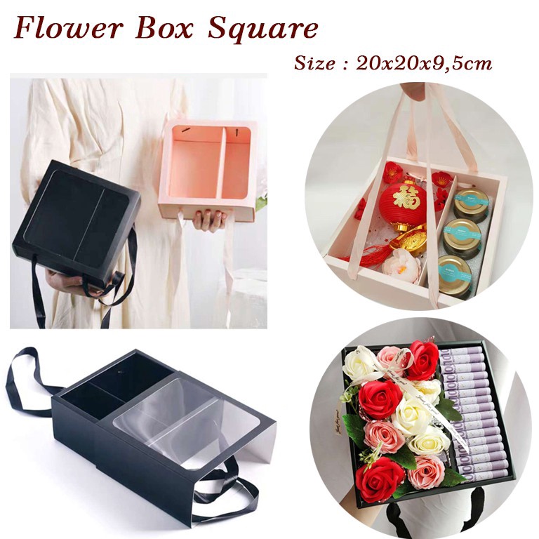 

❅|Super PromoFlower Box Square - Kotak Kado Lipat - Kotak Kerajinan Bunga GB002✱