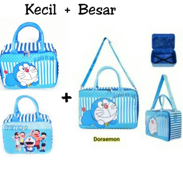 ΣClh PAKET HEMAT Tas koper weekend Doraemon besar dan kecil selempang panjang tebal i Produk Terkini