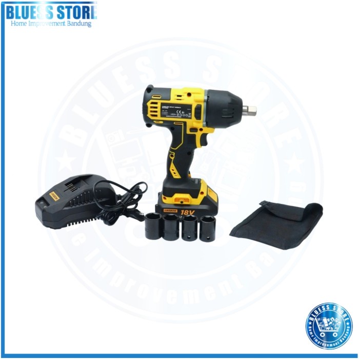 Krisbow Mesin Bor Pembuka Baut cas Impact Wrench Cordless 18v Irciwb18