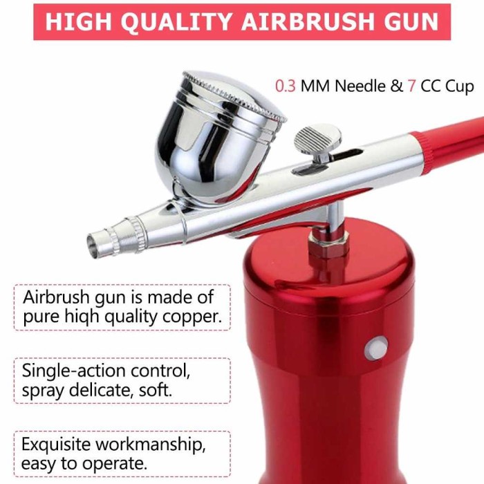 Spray Gun Airbrush dengan Kompresor Mini Elektrik dan Airflow Control