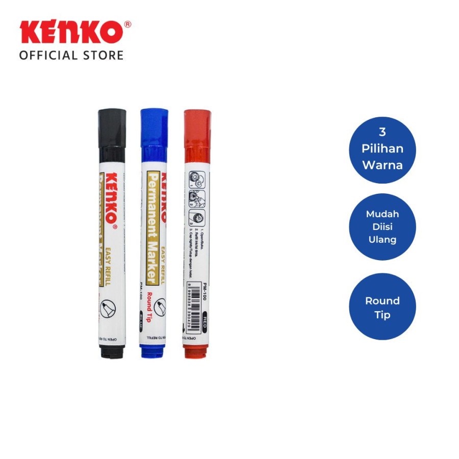 

Kenko Permanent Marker PM-100 Hitam / Biru / Merah - ( 1 Pack - 12 Pcs ) ( IRRA STORE )