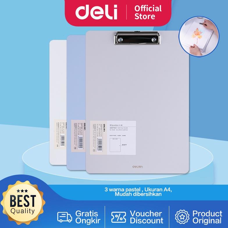 

8.8 Deli Clipboard / Papan Jalan / Papan Ujian A4 3 Warna Pastel Pp Foam 72492 Grosir !!