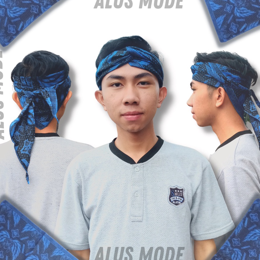 ZBJT7886 Bagus  Slayer Ikat Segitiga Iket Etnik Baduy Ikat Kepala Baduy Iket Sunda Batik Syal Biru B