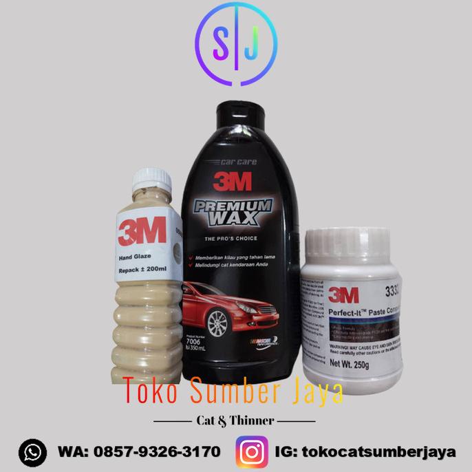 Paket Hemat 3M Premium Wax + 3M Paste Compound + 3M 5990 Polish 1/4