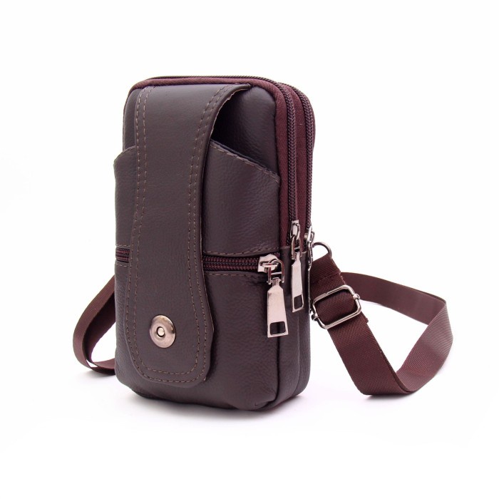 tas selempang pria Tas Hp Pria Tas Pinggang Tas Selempang Multifungsi Dompet Hp 4.3 - Dark brown(M6H