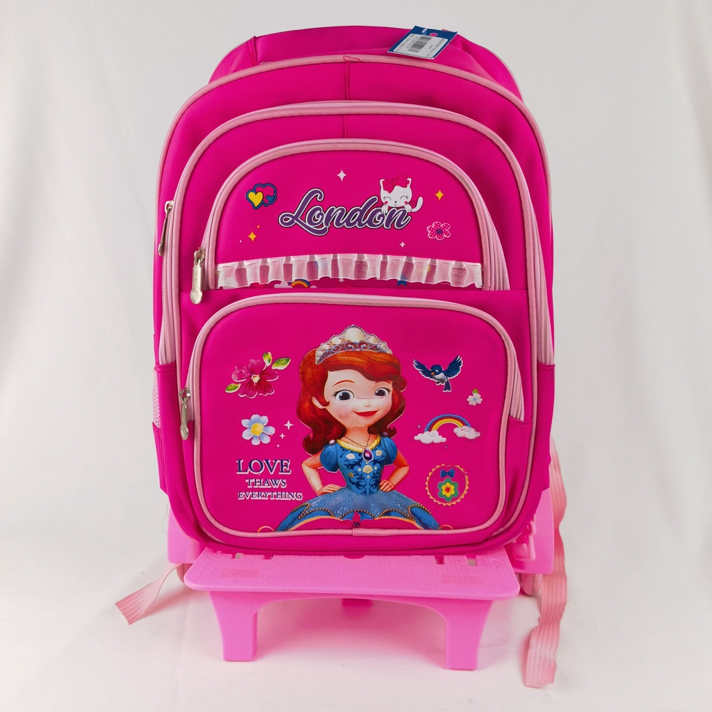 Tas Dorong Troli Tas Sekolah Anak Perempuan Karakter Princess Disney