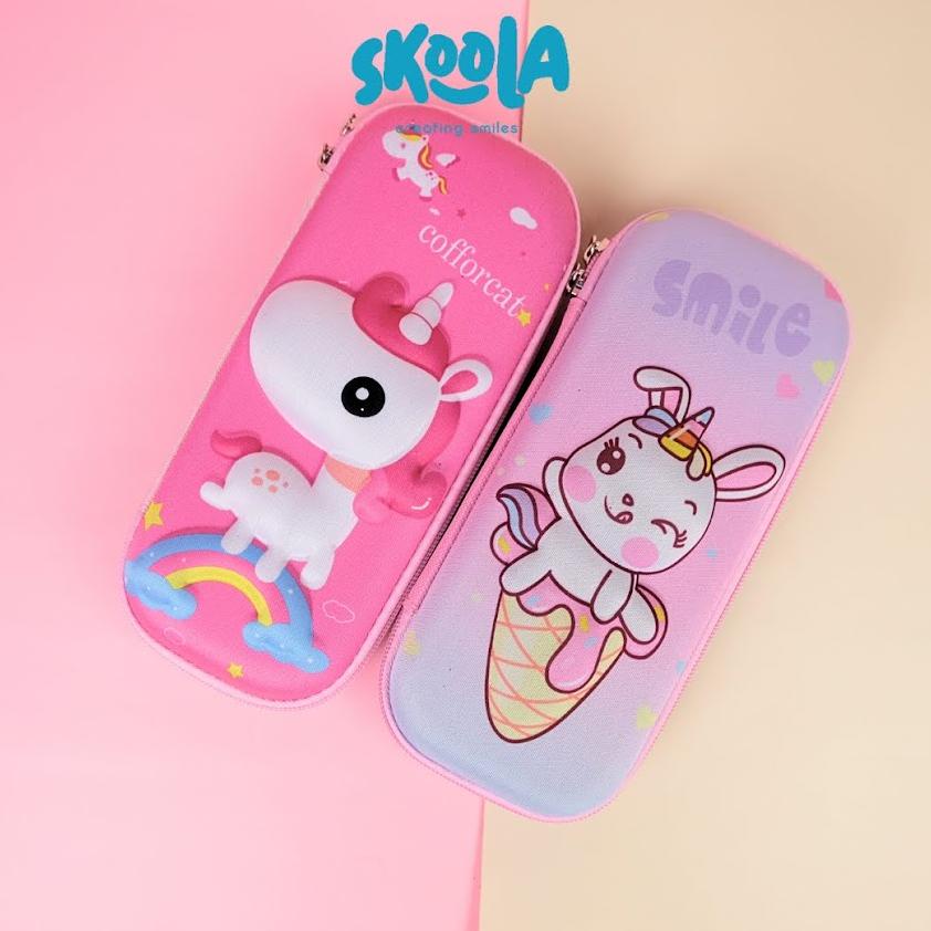 

8.8 [Big Sale] Skoola Tempat Pensil Anak Perempuan Hardtop 3D Lucu Unicorn Rabbit Cat - Tepen New !!