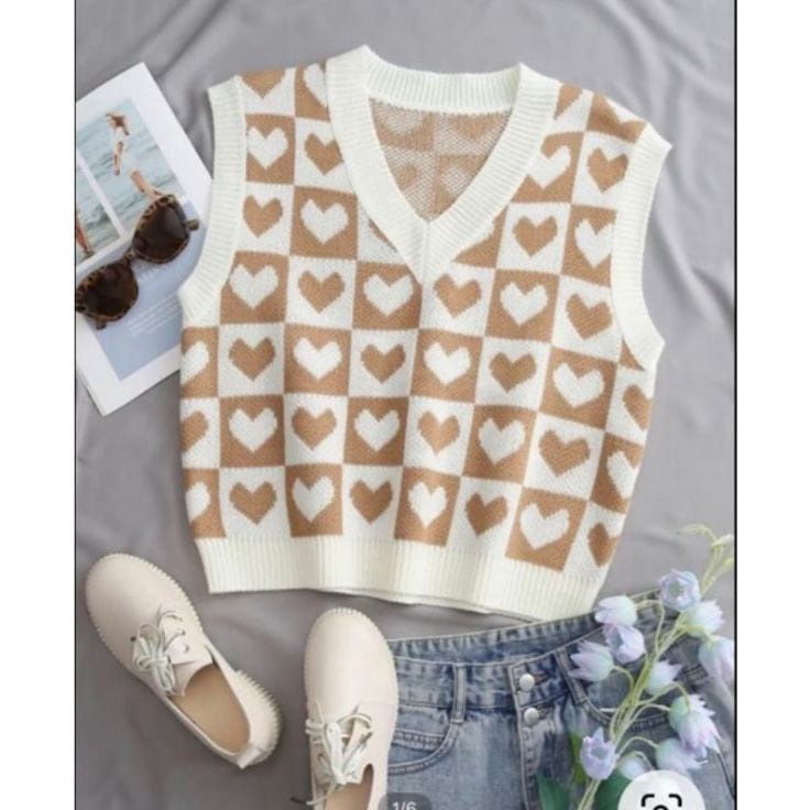 Murah Banget ROMPI RAJUT LOVE / ROMPI WANITA RAJUT / ROMPI VEST LOVE RAJUT / PAKAIAN WANITA / ROMPI 