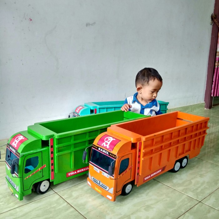FLASH SALE MOBIL MINIATUR TRUK TRONTON OLENG KAYU BESAR TRUCK MOBILAN TRUK LAMPU TERMURAH