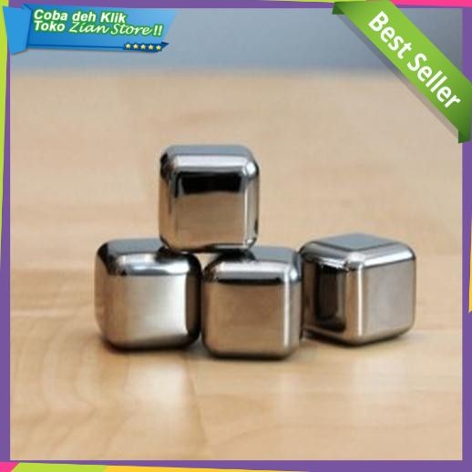 Ice Cube Es Batu Kotak Besi Stainless Steel 6Pc