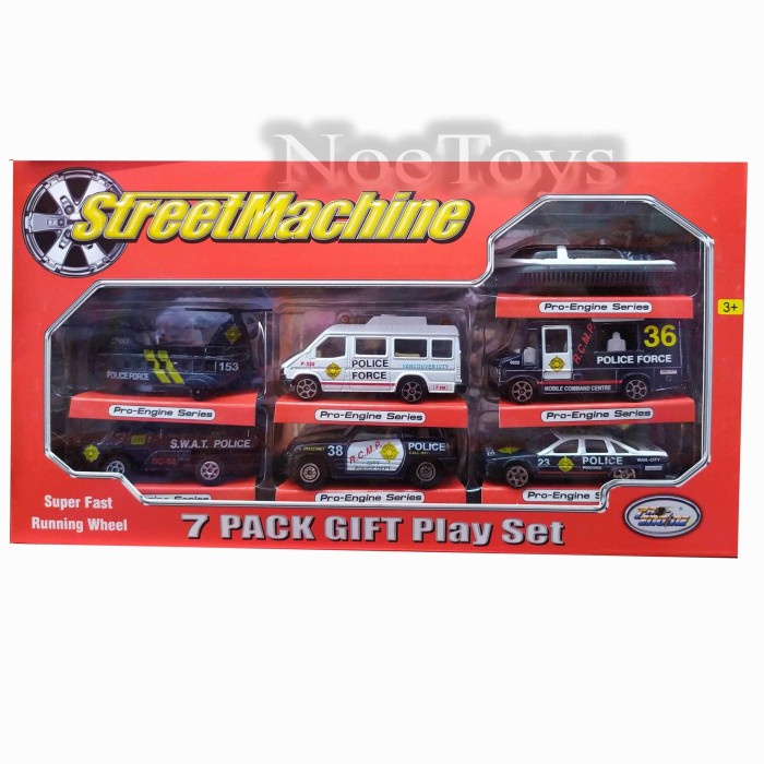 DISKON SPESIAL MINIATUR DIECAST PRO-ENGINE SERIES POLICE HITAM 7 PCS TERLARIS