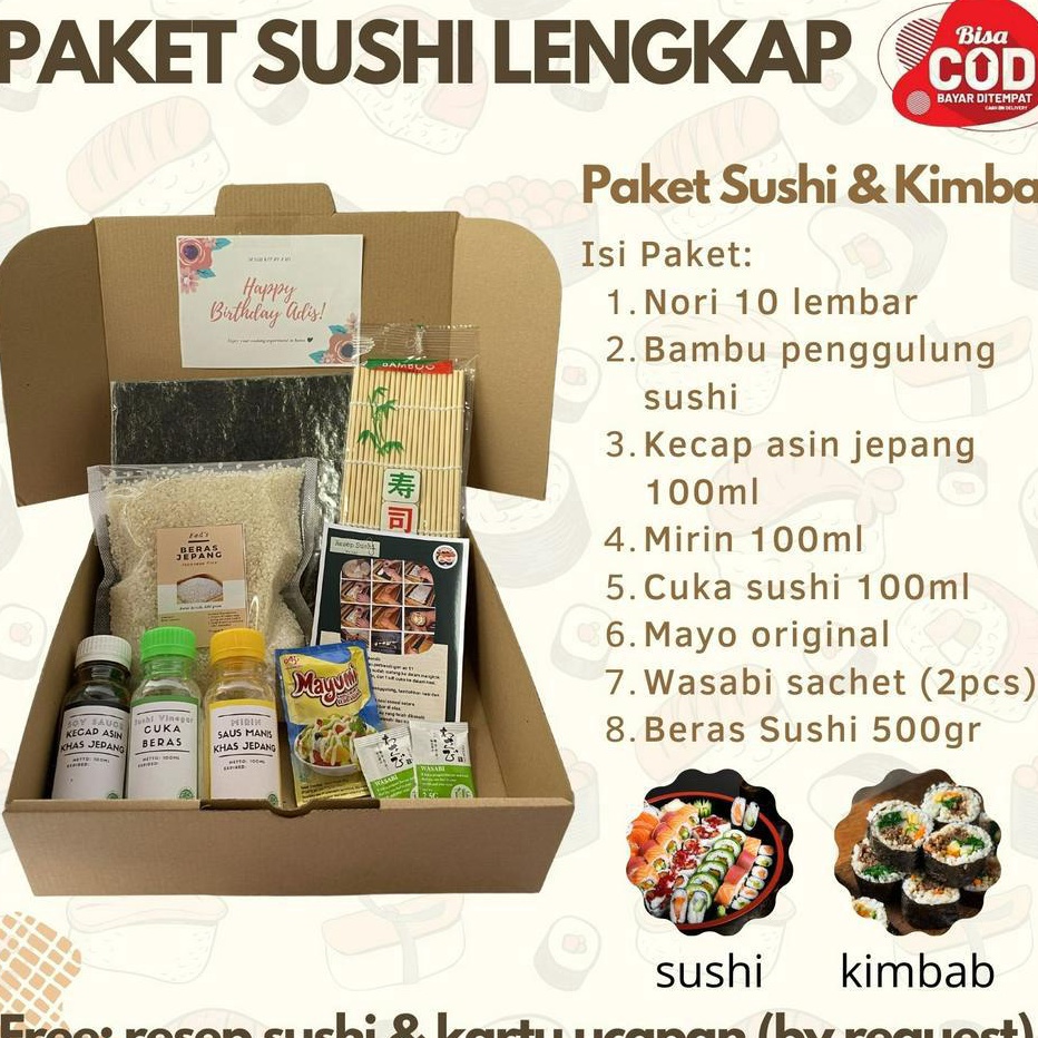 

TSRY1973 Terlaris Paket Sushi Halal - Paket Sushi Lengkap - Hampers Paket Sushi - Kado DIY Sushi