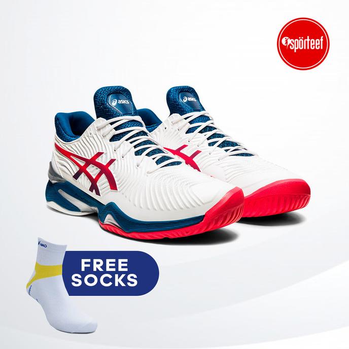 Asics Court FF 2 White Original Tennis / Sepatu Tenis Novak Djokovic