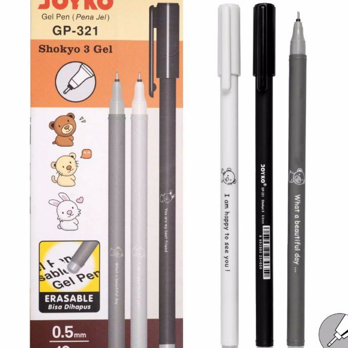 

12.12 Terlaris Pulpen Joyko Gel Hapus Shokyo 3 GP-321 0.5mm (1 Lusin) !