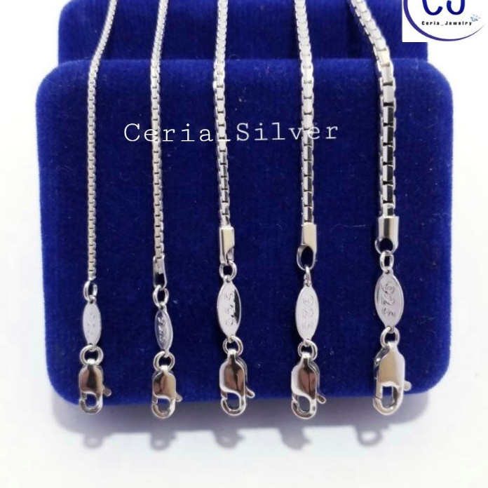 DISKON BRANDS FESTIVAL Kalung Perak Pria Wanita Silver Asli 925 Lapis Emas Putih Italy Santa - Kalun