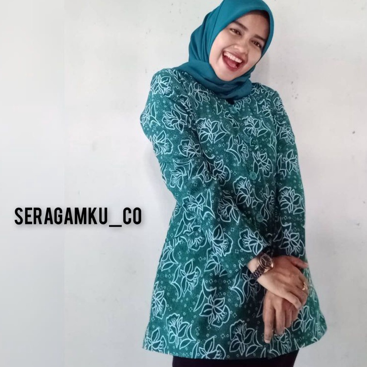 ✨SHOPEE MALL✨ Seragam batik pkk nasional terbaru full furing seragam batik pkk hijau toska baju bati