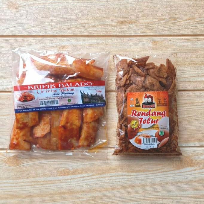 

Paket Duo Cemilan Khas Padang Sumatera Barat Rendang Telur Sanjay