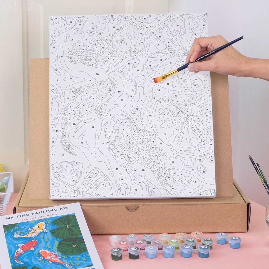 

EQH STUDIO SANJUNIPERO - PAINT BY NUMBER KIT - ZEN KOI FISH POND - 30X35CM D3Q