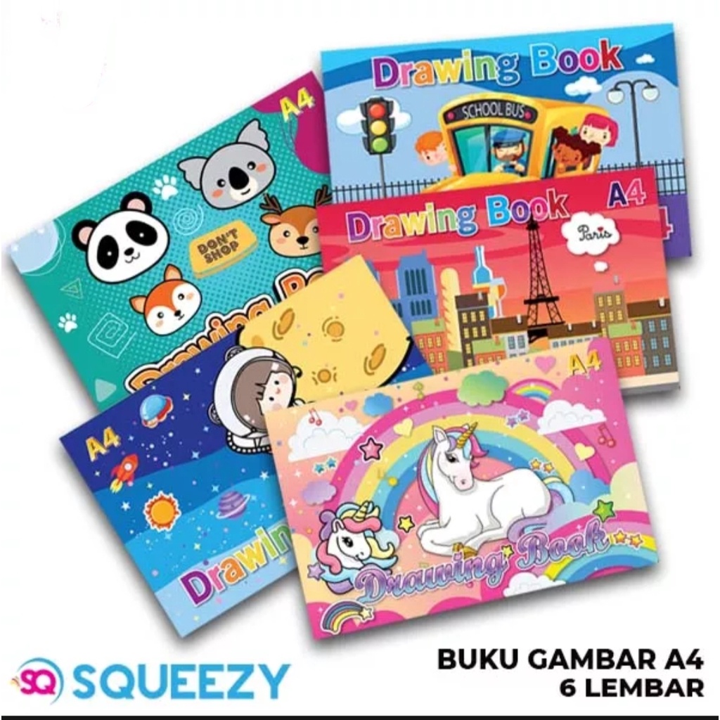 

W6Q BUKU GAMBAR A4 SQUEEZY 6 LEMBAR / PACK 10 BUKU I87