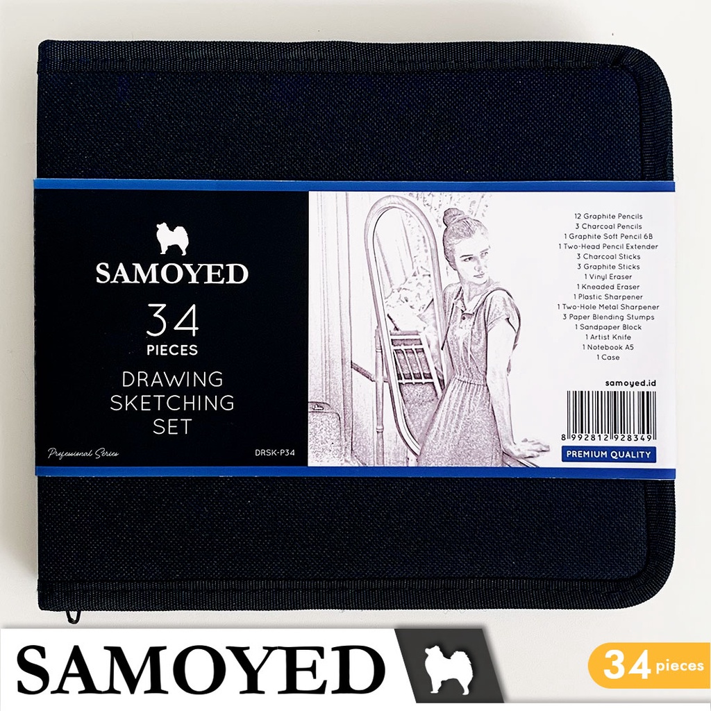 

G7V PERALATAN PENSIL GAMBAR SKETSA / PROFESSIONAL DRAWING SKETCHING SET SAMOYED DRSK-P34 XQ1