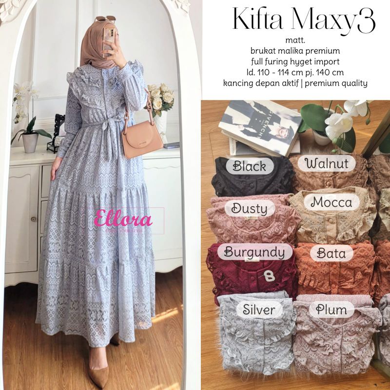 GAMIS KIFTA MAXY#3 BY ELLORA LD 110 BAHAN BRUKAT MALIKA PREMIUM