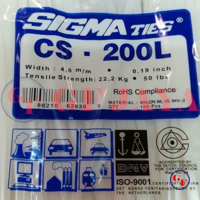 

Terlaris Kabel Ties Sigma Cs 200L / 20Cm Putih Cs200L Cable Tie White 20 Cm