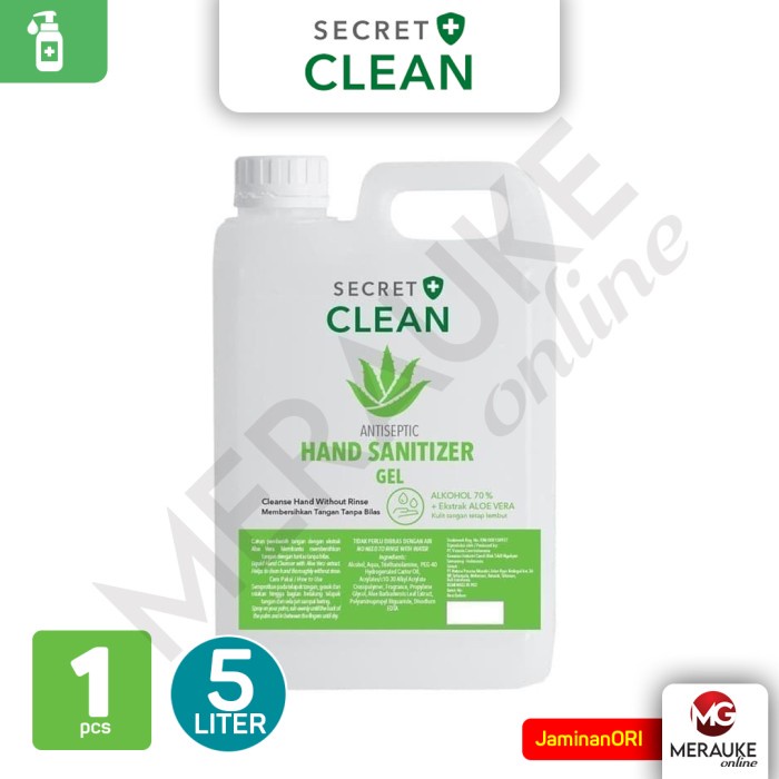 NEW Secret Clean Hand Sanitizer JERIGEN 5 LITER - Aloe Vera