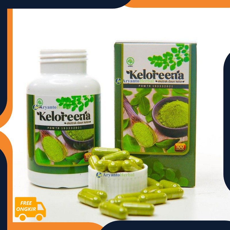 Kapsul Daun Kelor Bubuk Daun Kelor  KELOREENA Ekstrak Daun Kelor Asli Isi 100 Kapsul