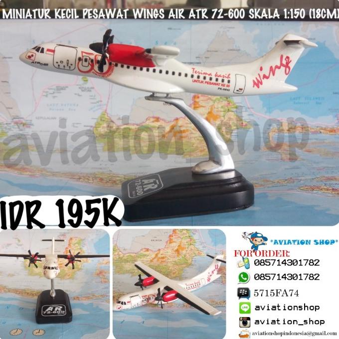 Miniatur Diecast Pesawat Wings Air 50Th Atr 72-600 Skala 1:150 (18Cm)